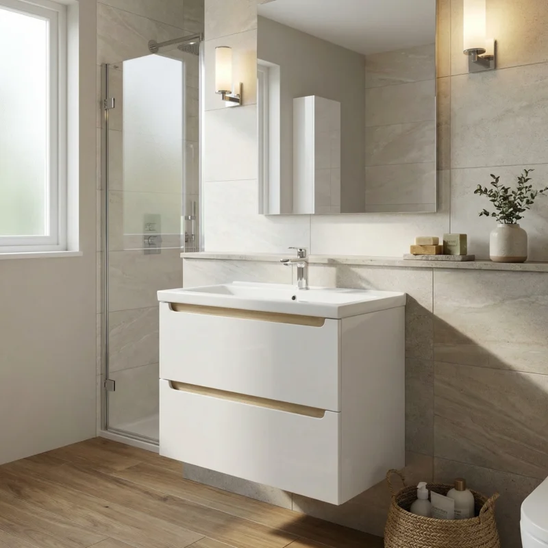 Meuble de salle de bain avec lavabo 80x60x45 cm blanc Stilla (STILLAD08057U3) Produit De Marque