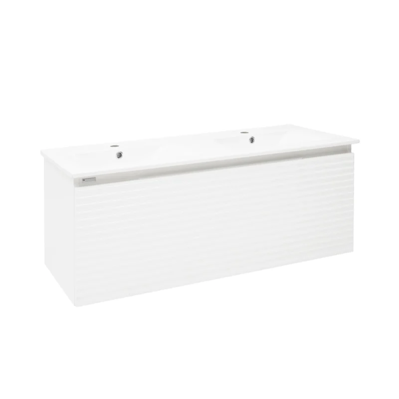 Meuble de salle de bain avec lavabo Naturel Savona 118x43x44,8 cm blanc brillant (SAVONA120BI) Vente Flash