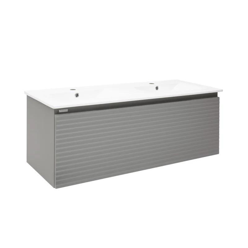 Must-Have Meuble et vasque salle de bain avec vasque Naturel Savona 118x43x44,8 cm gris mat (SAVONA120GM)