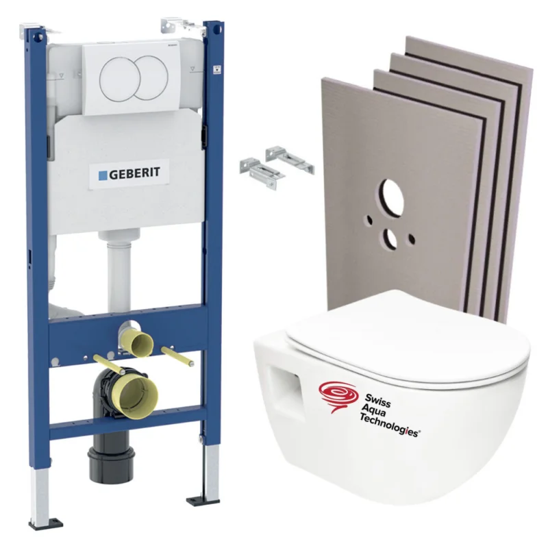 Achetez Aujourd'hui Pack WC Bâti-support Duofix + WC sans bride SAT + Abattant SoftClose + Plaque Blanche + Set habillage