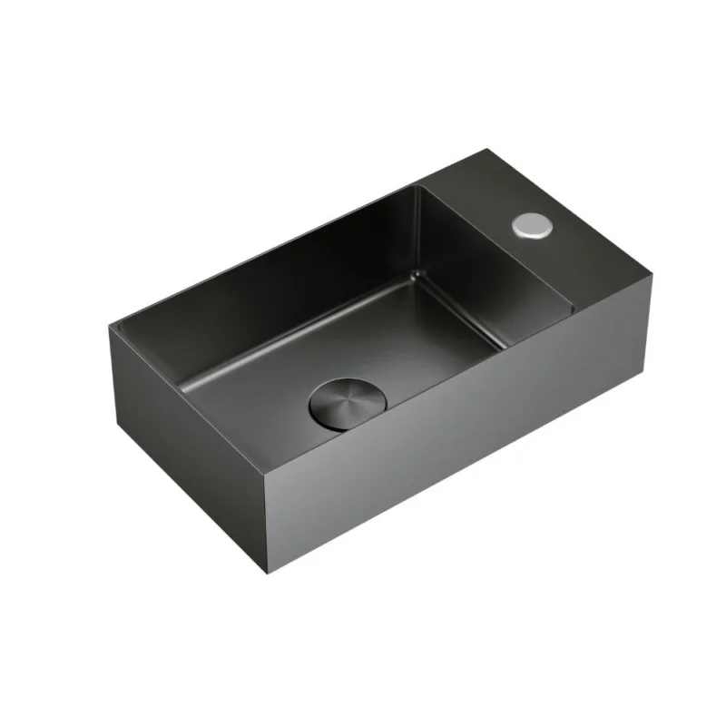 Satisfait Ou Remboursé Aurum Lave mains en Acier Inoxydable 304, 40x22x11cm, Gun Métal brossé PVD (SATAUR4022BGM)