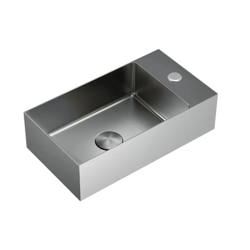 Dernier Modèle Aurum Lave mains en Acier Inoxydable 304, 40x22x11cm, Chrome brossé (SATAUR4022BS)
