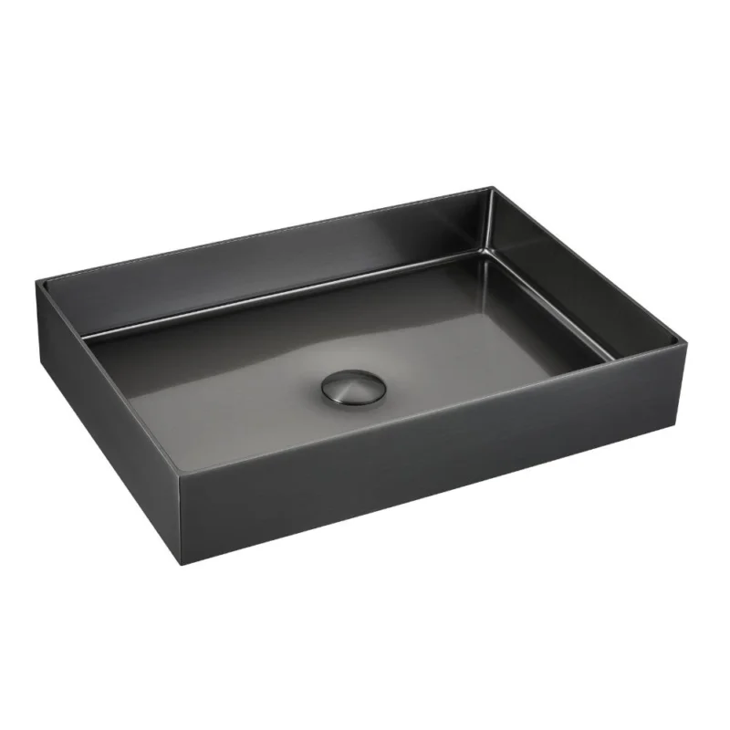Aurum Vasque à poser en Acier inoxydable 304, 55x38x11cm sans trop-plein + Bonde, Gun Métal brossé PVD (SATAUR5538BGM) Prix Promo
