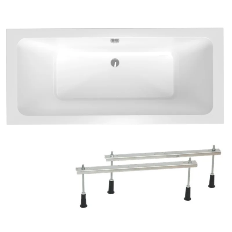 Commande En Gros 180 x 80 cm Nora Plus baignoire rectangulaire avec pieds, Acrylique, Gauche et Droite, Blanc (NO1800PLUS-SET)