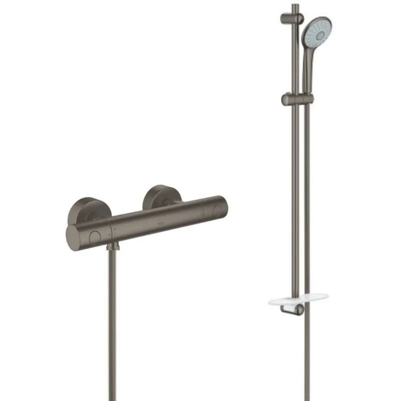 Offre Limitée Ensemble de douche complet 3 jets +Mitigeur thermostatique douche, Brossé (34065AL2-SET)