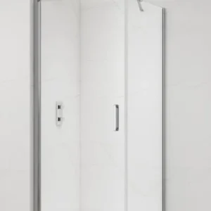 Fusion ensemble porte pivotante /paroi 80x80cm anticalcaire avec profilés chrome brillant (SATFUD80S80) Marque