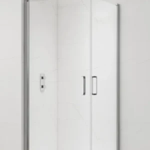 Offre Spéciale Fusion Portes de douche acces en angle pivotantes 100x80cm anticalcaire avec profilés chrome brillant (SATFUD10080)