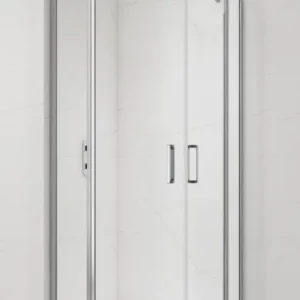 Dernier Modèle Fusion Portes de douche acces en angle pivotantes 100x90cm anticalcaire avec profilés chrome brillant (SATFUDP10090)
