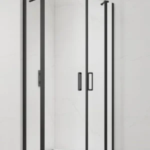 Fusion Portes de douche acces en angle pivotantes 100x100cm anticalcaire avec profilés noir mat (SATFUDP100100C) Must-Have