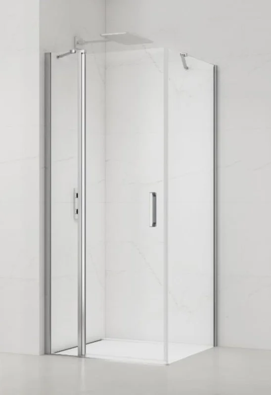 Expédié Aujourd'hui Fusion ensemble porte pivotante /paroi 100x100cm anticalcaire avec profilés chrome brillant (SATFUDP100S100)