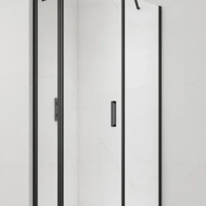 Nouvel Arrivage Fusion ensemble porte pivotante /paroi 100x100cm anticalcaire avec profilés noir mat (SATFUDP100S100C)