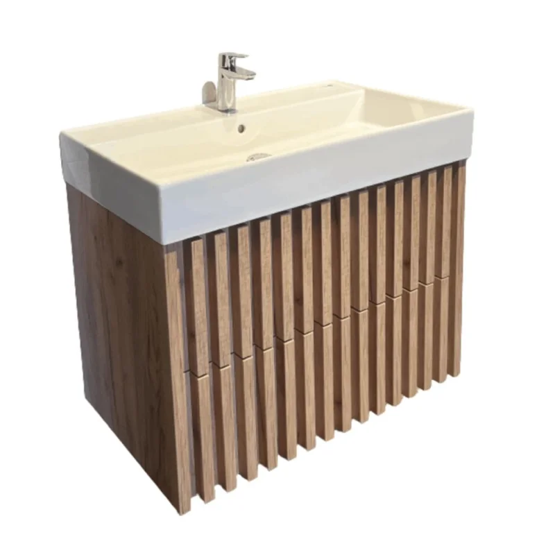 Top Vente Meuble de salle de bain avec lavabo SAT Delano 80x56x46 cm chêne mat (DELANO80ZDSAT)
