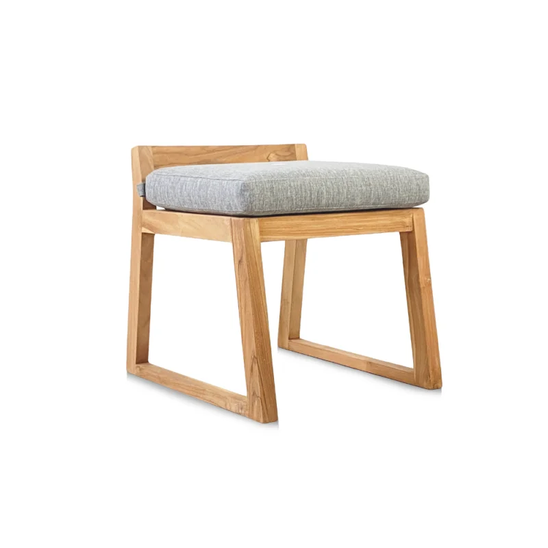 Acheter Direct Chaise de table extérieur en teck massif, 50x59.5x56 cm, avec coussins gris perlé, sans dossier (NATOFCH50S)