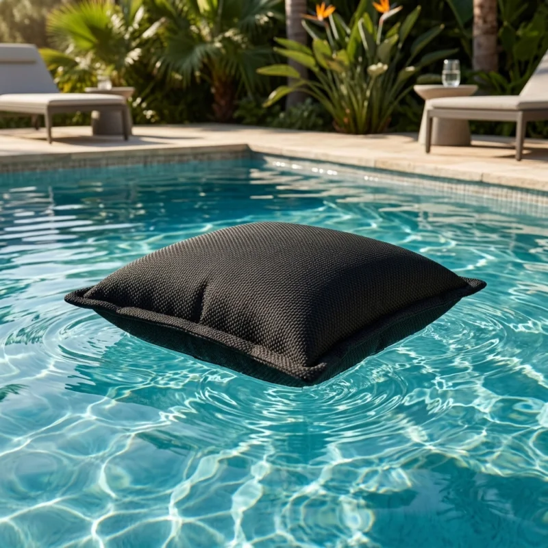 Coussin piscine flottant 45 × 45 × 25 cm intérieur / extérieur SANS billes de polystyrène – Noir (SCF4545-7) Must-Have