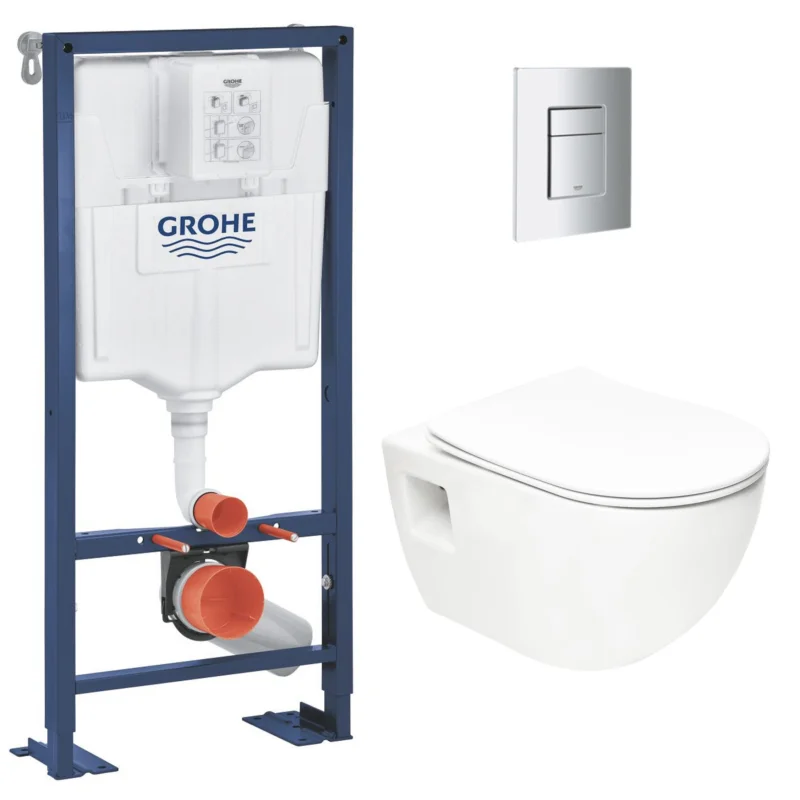 Réduction Pack WC Bâti Autoportant Solido + WC sans bride SAT + Abattant SoftClose + Plaque Chrome (AUTOPORTANT-PROJECT-1)