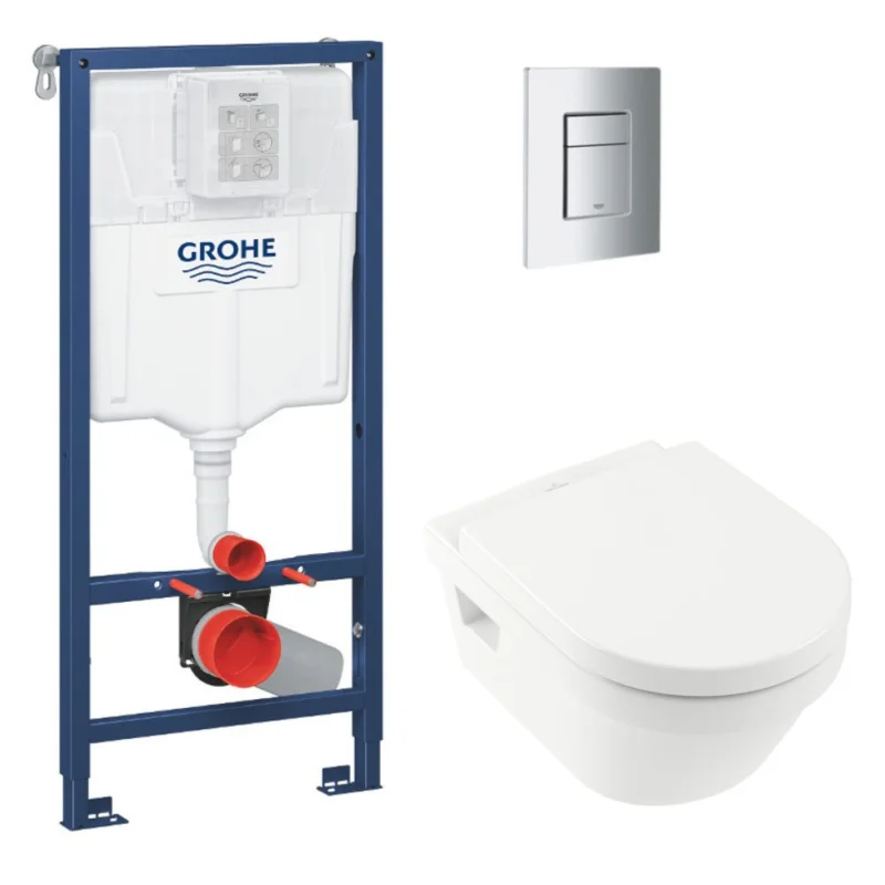 Dernier Modèle Rapid SL Pack Bâti-support + cuvette sans bride + Abattant + Plaque chrome (RAPIDSL-ARCHI4-1)