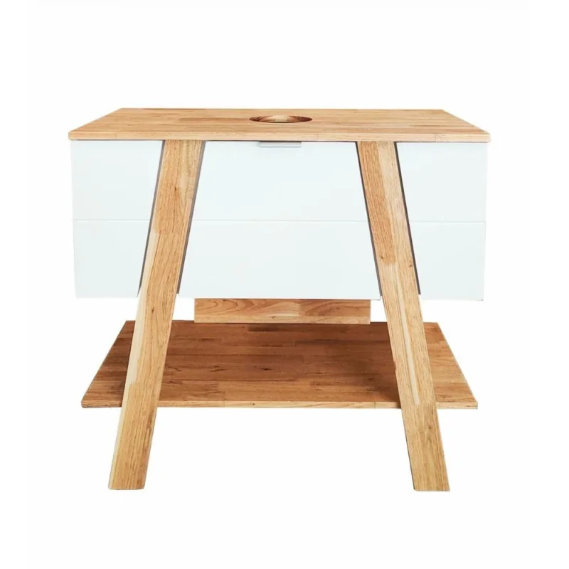 Pas Cher Meuble de salle de bain sous lavabo Naturel Home 80x73x46 cm, blanc (HOMEUMDB)