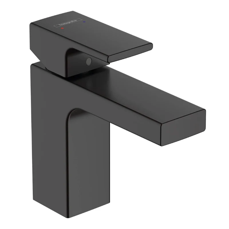 Haute Qualité Vernis Shape Lot de 2 mitigeurs de lavabo avec cartouche en céramique, tirette et vidage synthétique, noir mat (71594670-DUO)