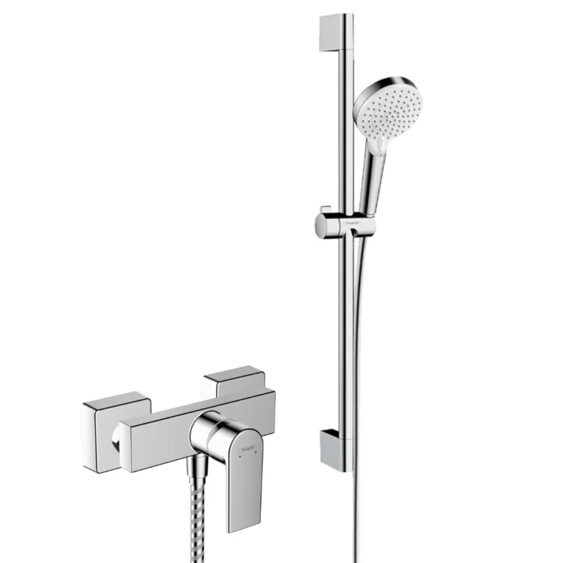 Vernis Shape Pack Mitigeur de douche + Set de douche Crometta Vario 0,65m, blanc/chromé (71650000-Crometta) Commande En Gros