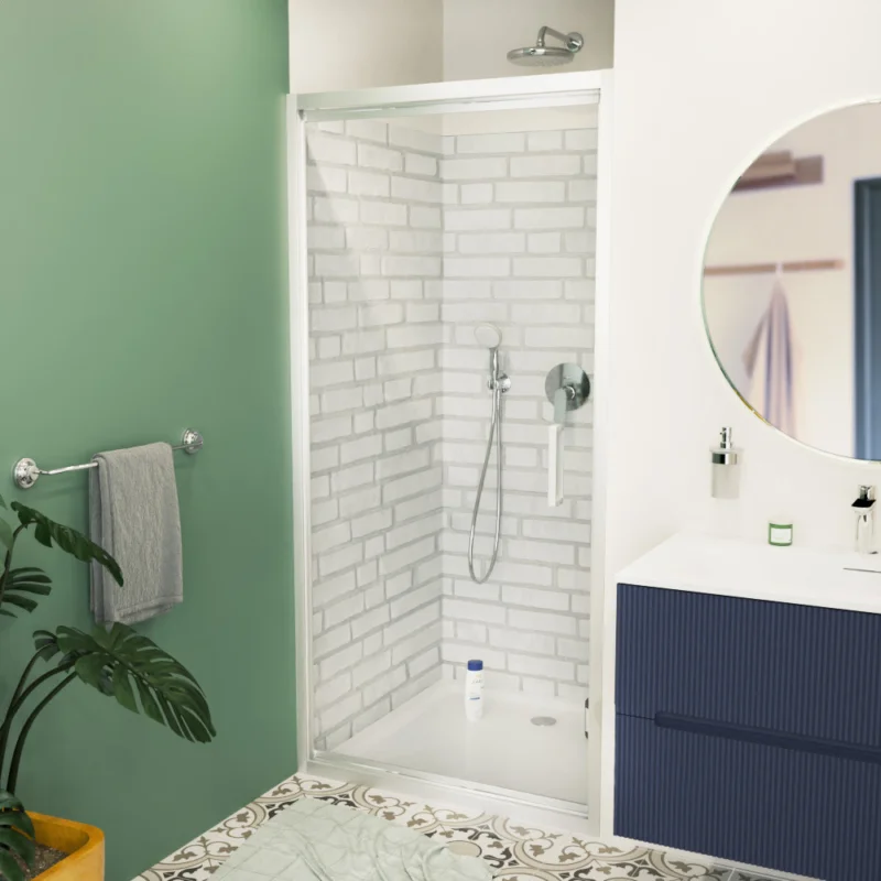 Affaire À Saisir TEX-C Porte de douche 100x195cm ouverture gain de place anticalcaire avec profilés chrome brillant (SATTEXC100CRT)