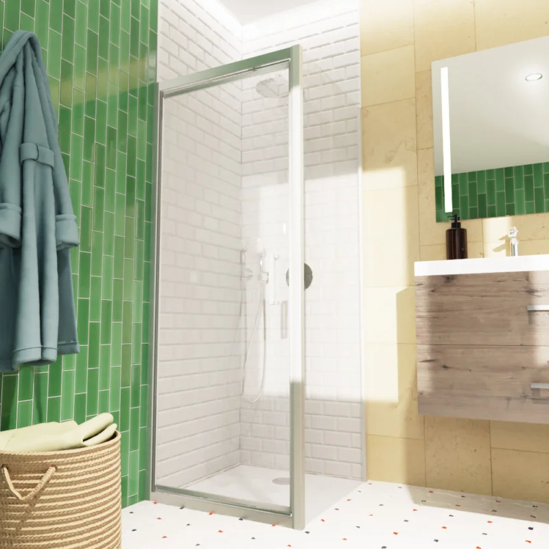 TEX-C ensemble porte compact/paroi 90x90cm anticalcaire avec profilés chrome brillant (SATTEXC90S90) Offre Spéciale