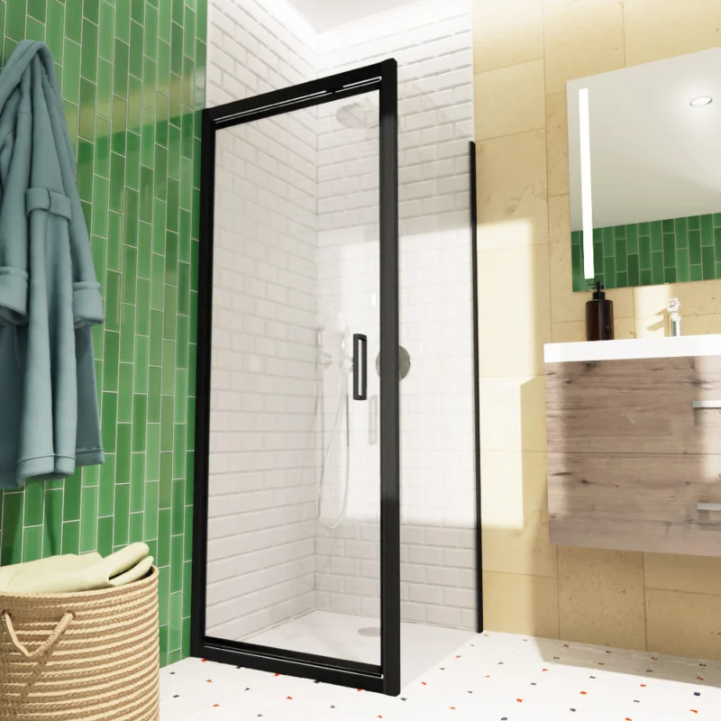 TEX-C ensemble porte compact/paroi 100x90cm anticalcaire avec profilés noir mat (SATTEXC100S90C) Offre Spéciale