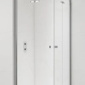 Remise SAT SK Porte de douche acces en angle pliantes 80x80cm anticalcaire avec profilés chrome brillant (SATSK8080)