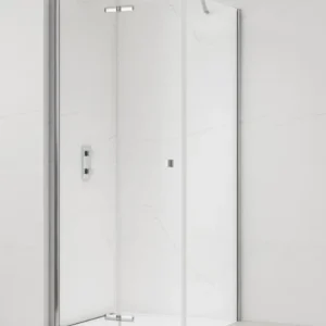 SAT SK ensemble porte/paroi 100x80cm pliante anticalcaire avec profilés chrome brillant (SATSK100S80) Affaire À Saisir