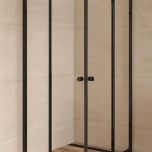 SAT PROJECT Douche 80x80cm coulissante avec profilé noir mat (SATPROMUQ80CT) Prix Cassé