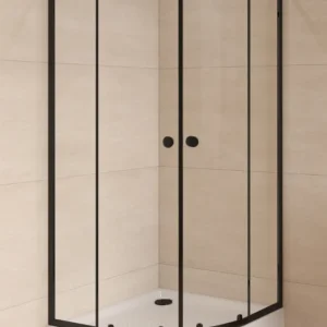 Prix Promo SAT PROJECT Douche quart de cercle 80x80cm coulissante avec profilé noir mat (SATPROMUS80CT)