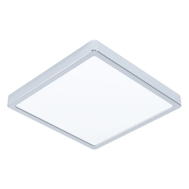 Remise Eglo Fueva 5, Plafonnier LED avec protection IP44, pour salle de bain/cuisine/chambre, 28,5x28,5x3 cm, plastique, chrome (99269)