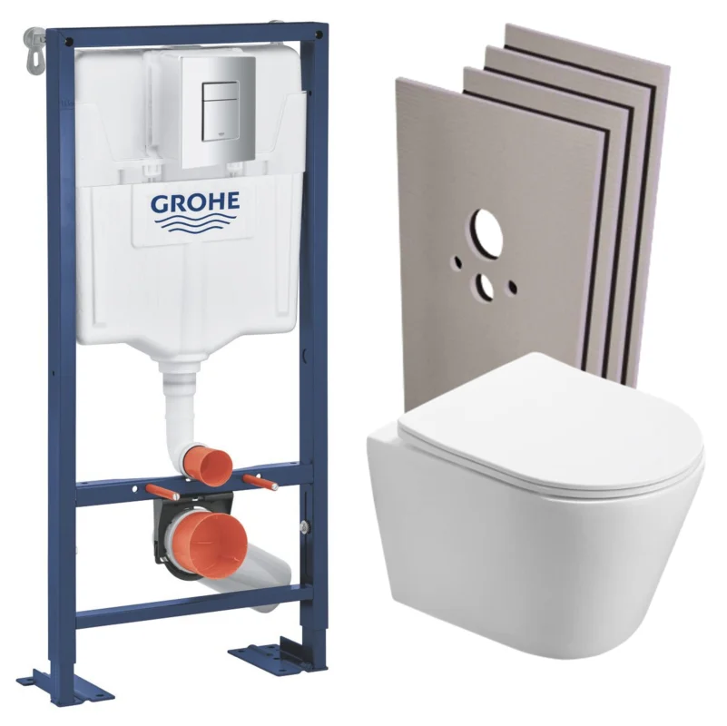 SOLIDO Pack Bâti-support + WC suspendu + Plaque chrome + Set de montage Vente Directe