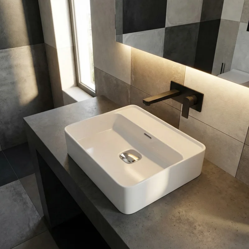 Ideal Standard Strada II Lavabo suspendu 50 x 43 cm – avec trop-plein – Bonde incluse – Blanc brillant (E239801) Offre Spéciale