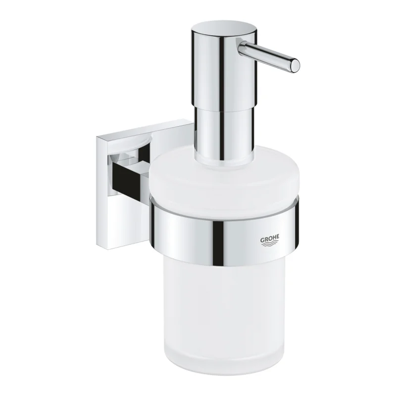Start Cube distributeur de savon 160 ml en verre mat avec support, chrome (G41098000) Offre Limitée