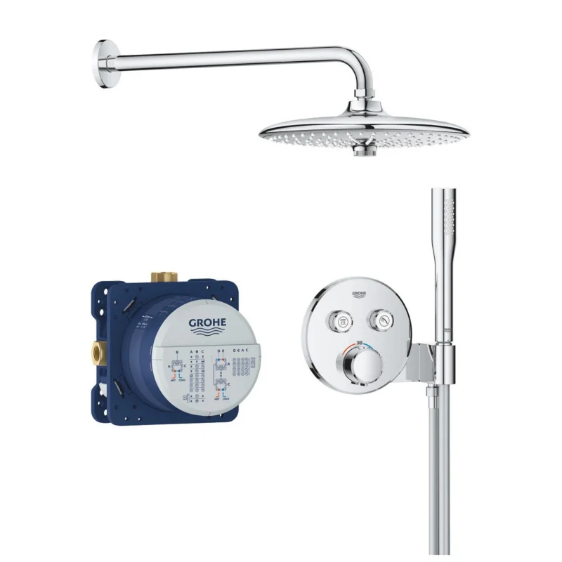 Precision SmartControl Set de douche encastrée avec façade thermostatique + Douche de tête + Douchette, chrome (G34878000) Nouvel Arrivage