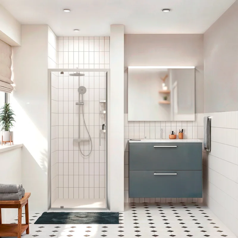 Must-Have Zenith Porte de douche 80x195cm pivotante anticalcaire avec profilés Chrome brillant (CERAHZ80C)