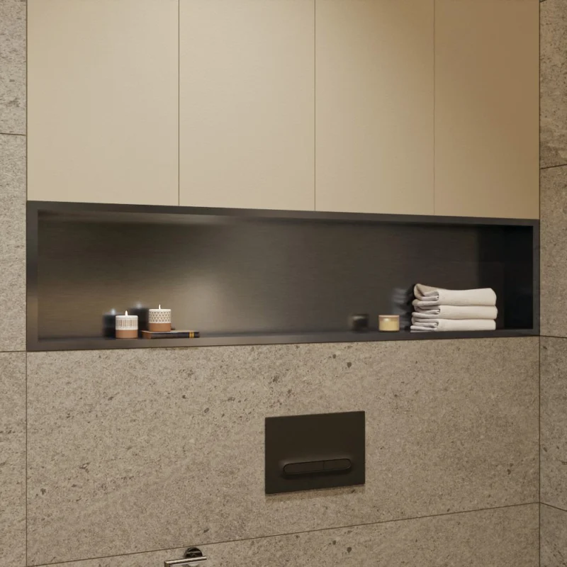Timeless Niche de Douche à encastrer, Acier Inoxydable 304, 120x28x10cm, Gun Métal brossé PVD Remise
