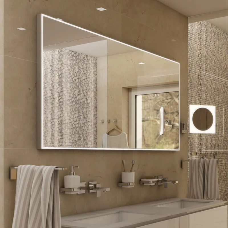Remise Miroir carré avec éclairage LED 120x70 cm, capteur tactile, cadre en aluminium (ZP13006VX)
