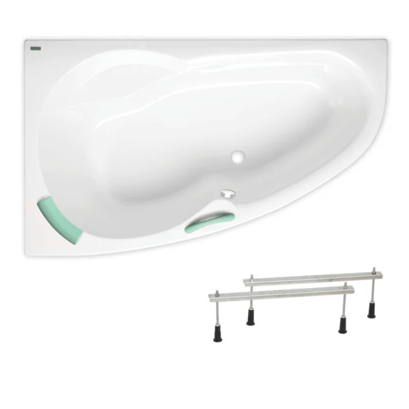 Solde Laguna Fortuna baignoire d‘angle avec pieds, 160 x 100 cm, acrylique, gauche, blanc (FO1600LPLUS-SET )