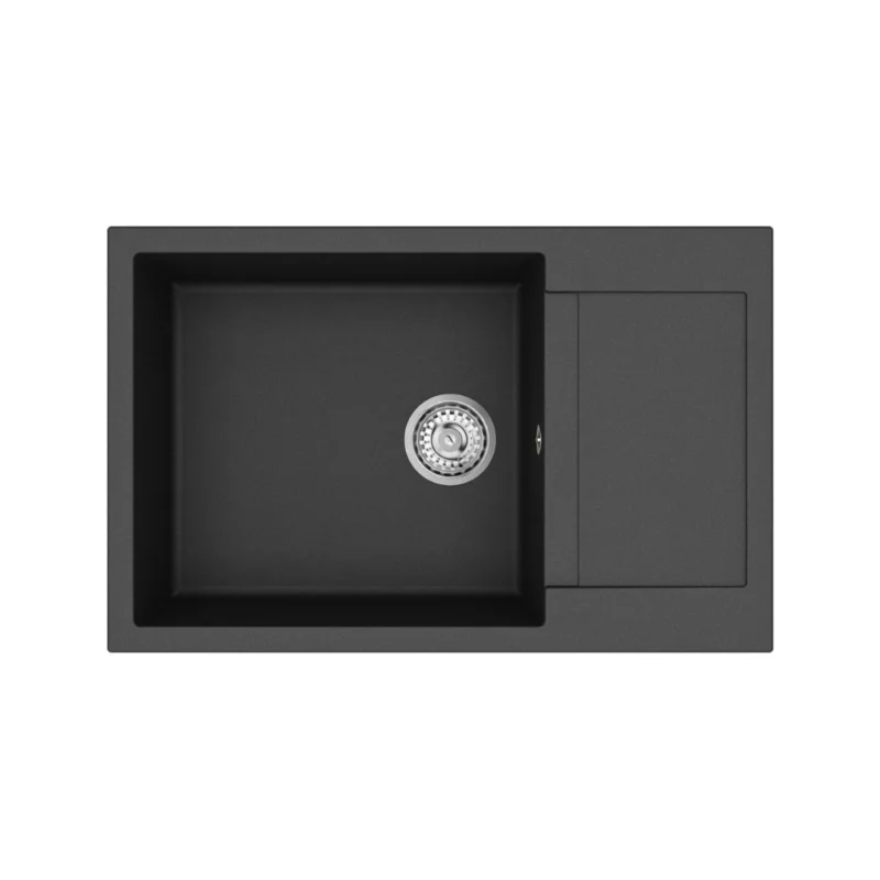 78x50 cm évier avec égouttoir réversible en Granite, à encastrer, noir (SATSINKGQT105B) Meilleur Prix