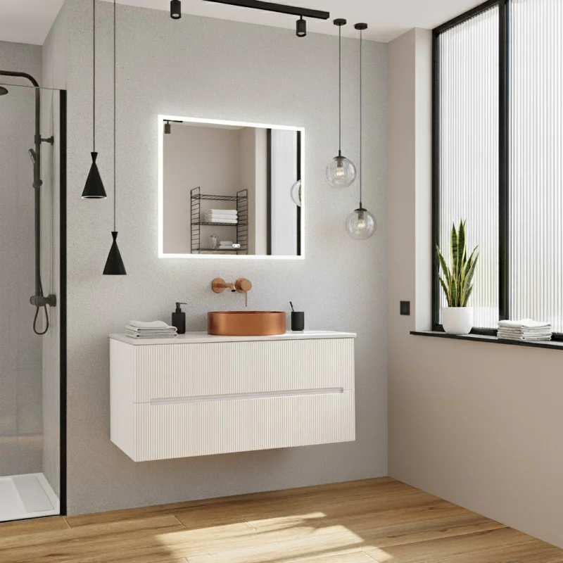 Meilleure Vente Meuble de salle de bain 120 cm blanc cassé Ceramia 119,4 x 45,5 x 50 cm (CERAMIA-5OW120)