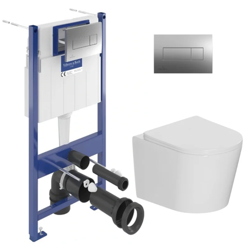 Super Prix ViConnect Pro S pack WC bâti Villeroy & Boch + WC suspendu sans bride Ceramia + abattant SoftClose + plaque chrome (VCNCETOR2CH)