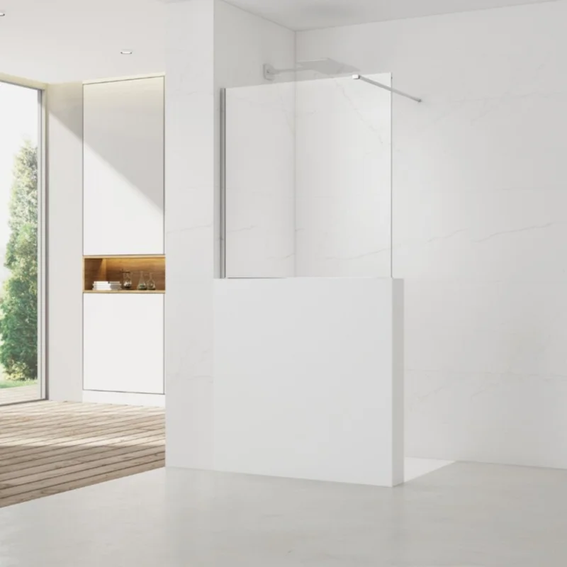 Prix Choc 110x100cm Walk-in paroi de douche fixe à l‘italienne, verre transparent Easy Clean, pour cloison abaissée (SATWIS110)