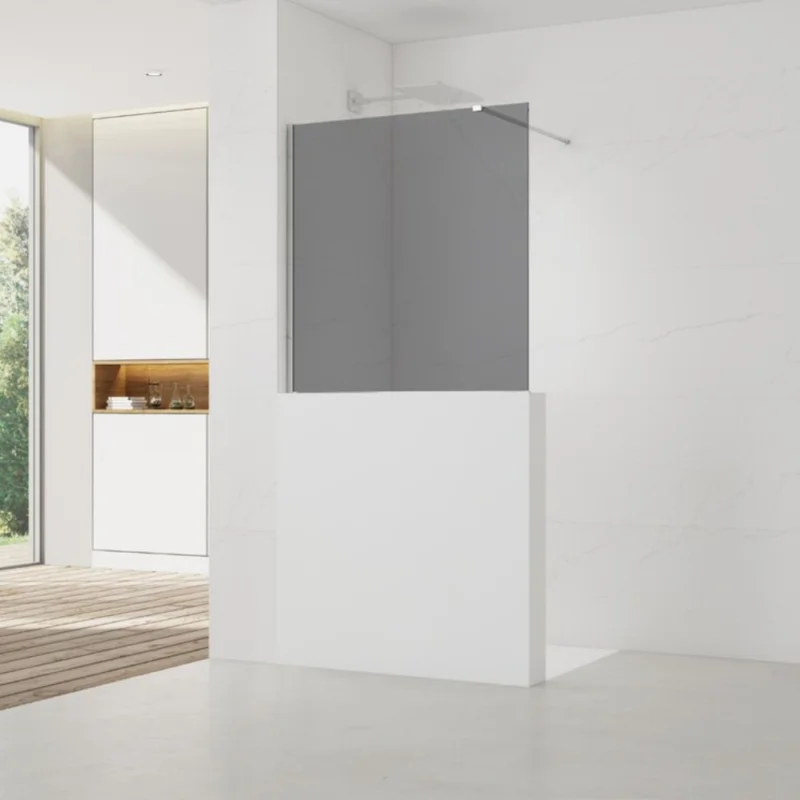 Pare-muret 100x90cm Paroi en verre Crystal Glass® 8 mm anticalcaire, avec bras et profilés chrome brillant (SATBWIS90KSPR) Promotion