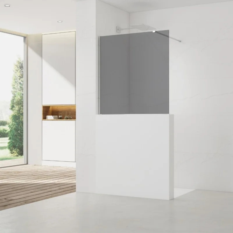 Usine Directe Pare-muret 110x100cm Paroi en verre Crystal Glass® 8 mm anticalcaire, avec bras et profilés chrome brillant (SATBWIS110KSPR)