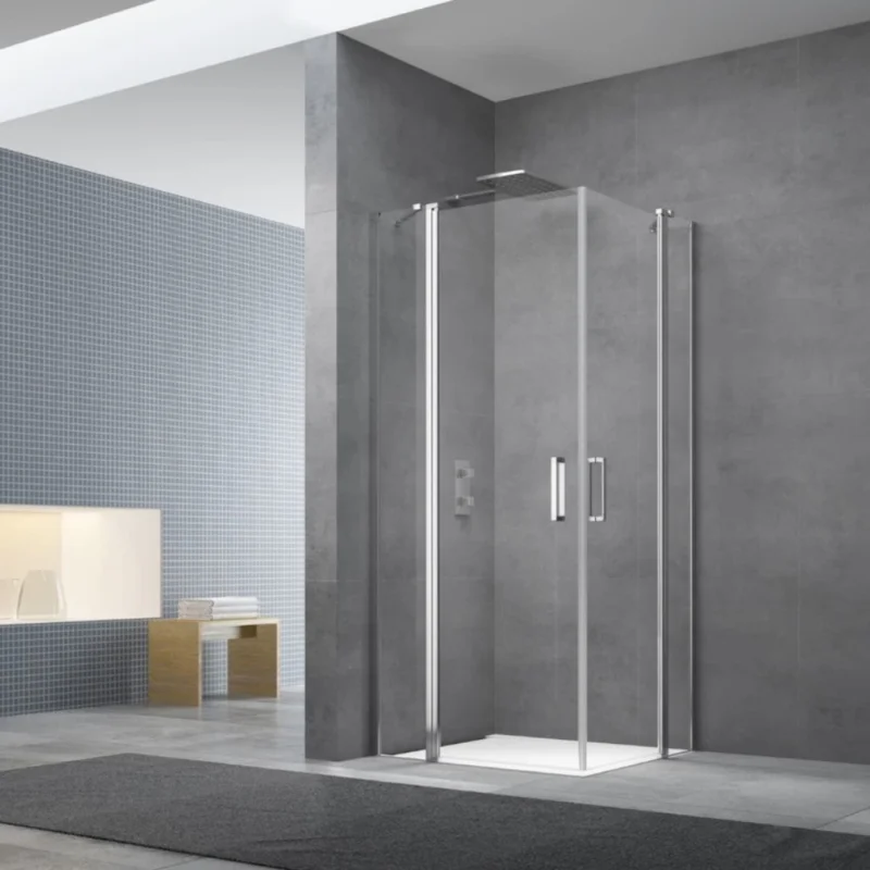 Fusion Portes de douche acces en angle pivotantes 90x90cm anticalcaire avec profilés chrome brillant (SATFUD9090-SET) Marque