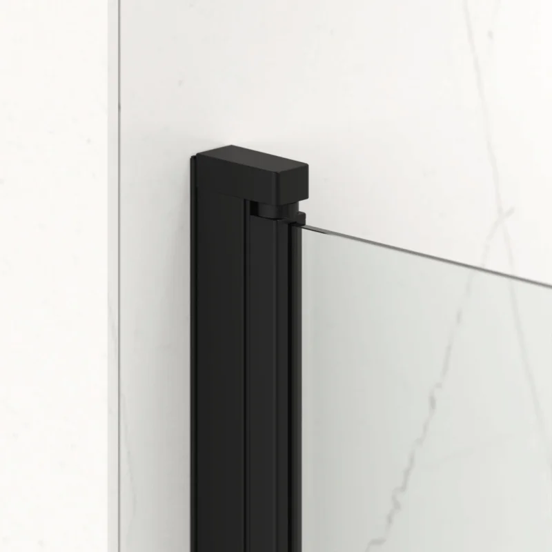 Fusion ensemble porte pivotante /paroi 80x100cm anticalcaire avec profilés noir mat (SATFUD80S100C-SET) Nouvelle Collection