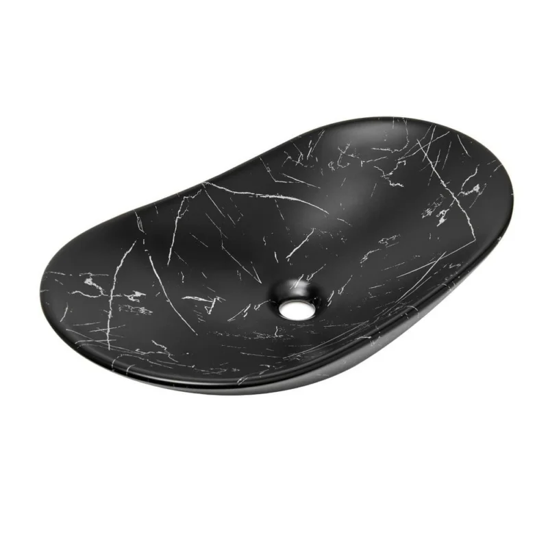 Acheter En Ligne SAT Infinitio lavabo à poser 61,5x36 cm marbre noir mat, sans trop-plein (SATINF61536MRBKM)
