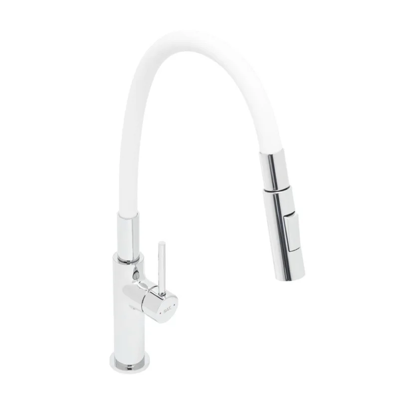 Commande En Gros Mélangeur évier SAT avec bras en silicone blanc/chrome SATBSD290B2F