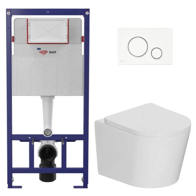 Pack WC bâti-support léger 112 cm ECO 2L Swiss Aqua Technologies + WC suspendu Ceramia + plaque blanc/chrome (STECE14WT03-FR) Affaire À Saisir
